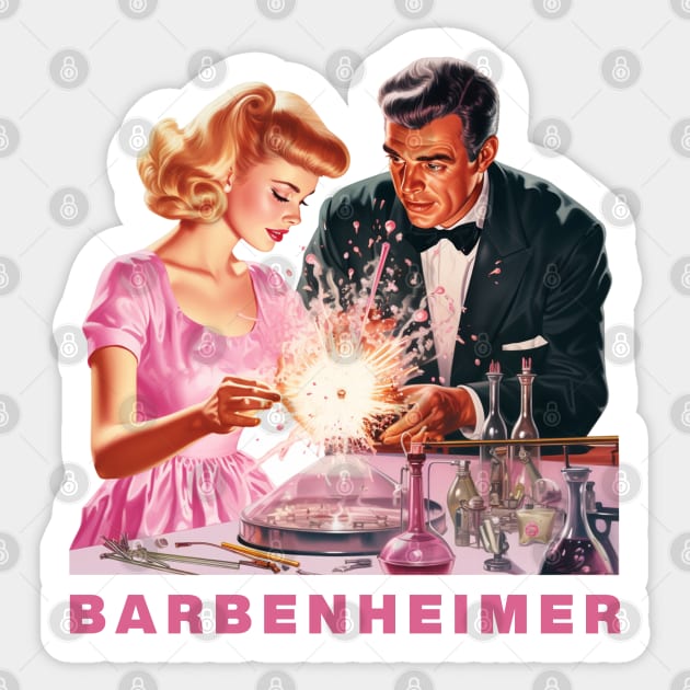 Barbie x Oppenheimer 2023 | BARBENHEIMER Sticker by Retro Travel Design